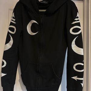 Black and white goth print hoodie